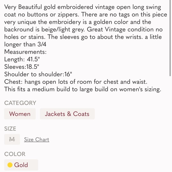 Vintage 1960s coat gold embroidered swing jacket. - Picture 8 of 8